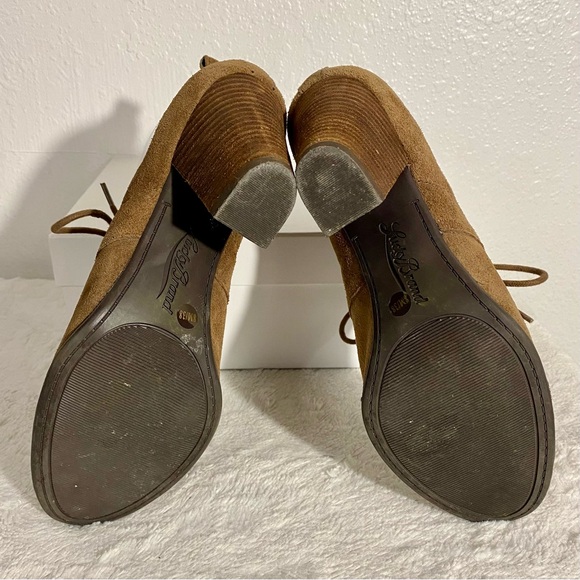 Lucky Brand Unitas Brown Suede Ankle Boots Women’s Size 8M Lace-Up Stacked Heel - Picture 7 of 12